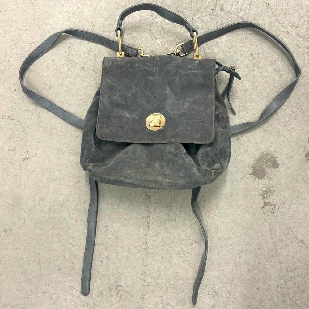 Grey Suede Backpack